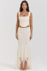 Vintage Cream Corset + Lace Skirt Set | Dress In Beauty